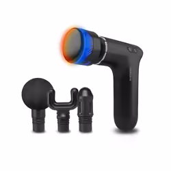 Pistola massaggiante con 10 livelli, tecnologia Hot &amp; Cold e 4 accessori: compatta e potente.