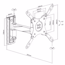 Equip 650106 Staffa per montaggio a parete del televisore articolato da 13"-42”