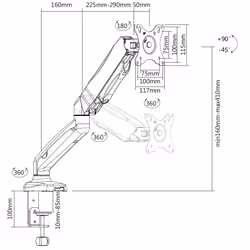 Equip 650120 Supporti a parete per TV 81,3 cm (32") Scrivania Nero - Vista aggiuntiva 7