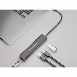 Conceptronic DONN07B replicatore di porte e docking station per laptop USB 3.2 Gen 1 (3.1 Gen 1) Type-C Nero - Vista aggiuntiva 4