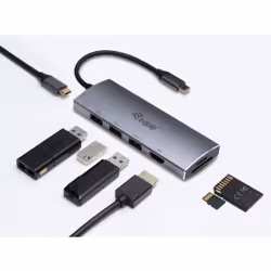 Equip Adattatore multifunzione USB-C 7 in 1, HDMI, USB 3.0, TF/MICRO SD, 60W USB PD