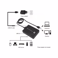 Conceptronic HUBBIES10B replicatore di porte e docking station per laptop USB 3.2 Gen 1 (3.1 Gen 1) Type-A Nero