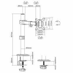 Equip Staffa di montaggio articolata per monitor da scrivania da 17“-32”, nera - Vista aggiuntiva 8