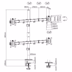 Equip 650159 Supporti a parete per TV 32" Scrivania Nero - Vista aggiuntiva 8