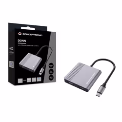 Conceptronic DONN13G replicatore di porte e docking station per laptop Cablato USB 3.2 Gen 1 (3.1 Gen 1) Type-C Grigio - Vista aggiuntiva 4