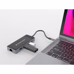 Conceptronic DONN14G replicatore di porte e docking station per laptop Cablato USB 3.2 Gen 1 (3.1 Gen 1) Type-C Grigio - Vista aggiuntiva 6
