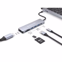 Conceptronic DONN19G replicatore di porte e docking station per laptop Cablato USB 3.2 Gen 1 (3.1 Gen 1) Type-C Grigio - Vista aggiuntiva 6