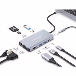 Conceptronic DONN20G Avec fil USB 3.2 Gen 1 (3.1 Gen 1) Type-C Gris - Vista aggiuntiva 5