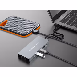 Conceptronic DONN22G replicatore di porte e docking station per laptop Cablato USB 3.2 Gen 2 (3.1 Gen 2) Type-C Grigio - Vista aggiuntiva 6