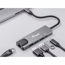 Equip 133489 replicatore di porte e docking station per laptop Cablato USB 3.2 Gen 1 (3.1 Gen 1) Type-C Grigio - Vista aggiuntiva 4