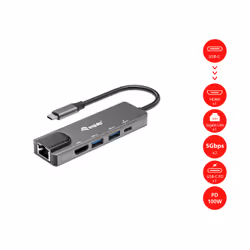 Equip 133489 replicatore di porte e docking station per laptop Cablato USB 3.2 Gen 1 (3.1 Gen 1) Type-C Grigio - Vista aggiuntiva 8