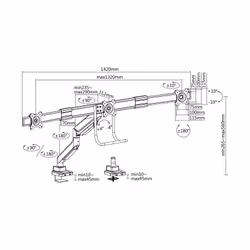 Equip 650162 Supporti a parete per TV 27" Scrivania Nero - Vista aggiuntiva 8
