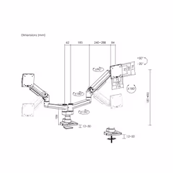 Equip 650183 Supporti a parete per TV 35" Scrivania Bianco - Vista aggiuntiva 5