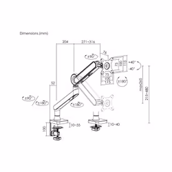 Equip 650185 Supporti a parete per TV 35" Scrivania Bianco - Vista aggiuntiva 5
