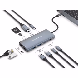 Conceptronic DONN06G replicatore di porte e docking station per laptop Cablato USB 3.2 Gen 1 (3.1 Gen 1) Type-C Grigio - Vista aggiuntiva 4