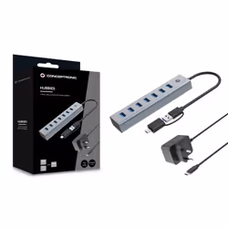 Conceptronic HUBBIES21GP hub di interfaccia USB 3.2 Gen 1 (3.1 Gen 1) Type-A 5000 Mbit/s Grigio - Vista aggiuntiva 4