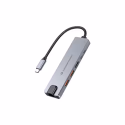 Conceptronic DONN29G, Cablato, USB 3.2 Gen 2 (3.1 Gen 2) Type-C, 140 W, 10,100,1000 Mbit/s, IEEE 802.3ab, Grigio