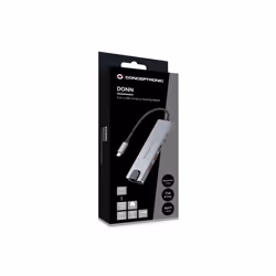 Conceptronic DONN29G replicatore di porte e docking station per laptop Cablato USB 3.2 Gen 2 (3.1 Gen 2) Type-C Grigio - Vista aggiuntiva 6