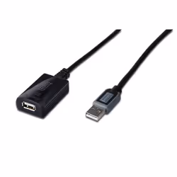 Digitus 10m USB 2.0 Repeater Cable, 10 m, USB A, USB A, USB 2.0, Maschio/Femmina, Nero