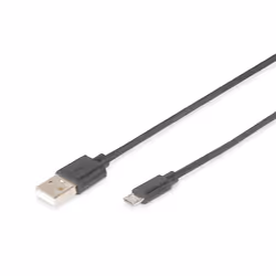 Digitus Cavo di collegamento USB 2.0 - USB A - Micro-B, 1 m, USB A, Micro-USB B, USB 2.0, Maschio/Maschio, Nero