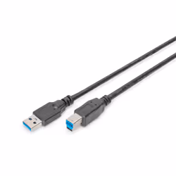 Digitus Cavo di collegamento USB 3.0, 1,8 m, USB A, USB B, USB 3.2 Gen 1 (3.1 Gen 1), Maschio/Maschio, Nero