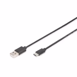 Digitus Cavo di collegamento USB Type-C, 1,8 m, USB C, USB A, USB 3.2 Gen 1 (3.1 Gen 1), Maschio/Maschio, Nero