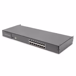 Digitus Commutatore KVM modulare Cat.5, 16 porte, Collegamento ethernet LAN, Montaggio rack, 1U, Nero