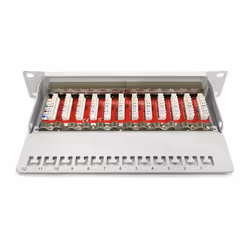Digitus Pannello patch CAT 6A, schermato, 12 porte , 1U, 10", grigio - Vista aggiuntiva 4