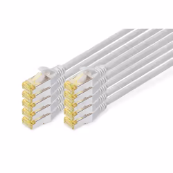 Digitus Cavo patch CAT 6A S/FTP, 10 pezzi, 0,25 m, Cat6a, S/FTP (S-STP), RJ-45, 12 x RJ-45, Grigio