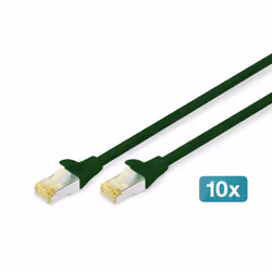 Digitus Cavo patch CAT 6A S/FTP, 10 pezzi, 0,5 m, Cat6a, S/FTP (S-STP), RJ-45, RJ-45, Verde