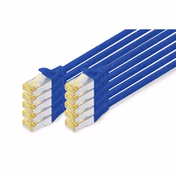 Digitus Cavo patch CAT 6A S/FTP, 10 pezzi, 1 m, Cat6a, S/FTP (S-STP), RJ-45, RJ-45, Blu