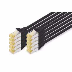 Digitus Cavo patch CAT 6A S/FTP, 10 pezzi, 1 m, Cat6a, S/FTP (S-STP), RJ-45, RJ-45, Nero
