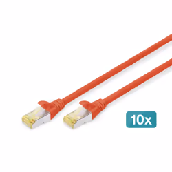 Digitus Cavo patch CAT 6A S/FTP, 10 pezzi, 2 m, Cat6a, S/FTP (S-STP), RJ-45, RJ-45, Rosso