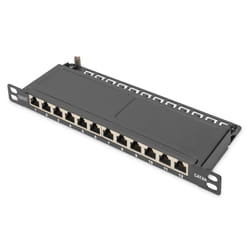 Digitus Pannello patch, classe EA CAT 6A ad alta densità, schermato, 12 porte, 0,5U, 10", nero