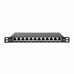 Digitus Pannello patch, classe EA CAT 6A ad alta densità, schermato, 12 porte, 0,5U, 10", nero