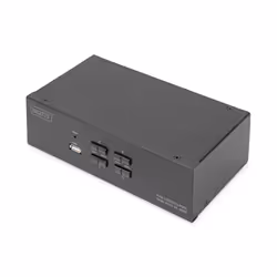 Digitus Switch KVM, 4 porte, schermo doppio, 4K, HDMI®, 3840 x 2160 Pixel, 4K Ultra HD, Nero