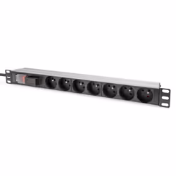 Digitus Socket strip with aluminum profile and switch, 7-way CEE 7/5 sockets, 2 m cable with surge protection and switch, Com ...