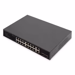 Digitus Switch PoE 16+2 porte 10/100/1000 Mbps + 2 Gigabit SFP, Non gestito, Gigabit Ethernet (10/100/1000), Full duplex, Sup ...