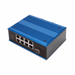 Digitus Switch di rete Fast Ethernet PoE a 8 porte, industriale, non gestito, 1 uplink SFP, Non gestito, Fast Ethernet (10/10 ...