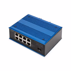 Digitus Switch PoE di rete Gigabit Ethernet a 8 porte, industriale, non gestito, 1 collegamento SFP, Non gestito, Gigabit Eth ...