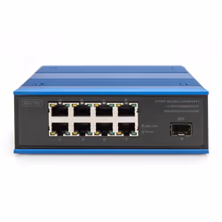 Digitus Switch PoE di rete Gigabit Ethernet a 8 porte, industriale, non gestito, 1 collegamento SFP