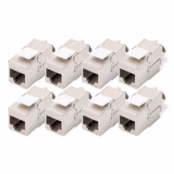 Digitus Modulo Keystone CAT 6A, schermato, attrezzi per l'installazione non necessari - 8 pezzi, Piatto, Argento, RJ-45, LSA, ...