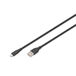 Digitus Cavo di collegamento in silicone Lightning, USB-A - Lightning 0,5 m, nero