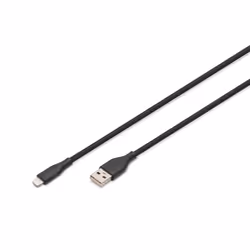 Digitus Cavo di collegamento in silicone Lightning, USB-A - Lightning 1 m, nero, 1 m, Lightning, USB A, Maschio, Maschio, Ner ...