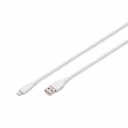 Digitus Cavo di collegamento in silicone Lightning, USB-A - Lightning 1 m, bianco, 1 m, Lightning, USB A, Maschio, Maschio, B ...