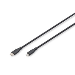 Digitus Cavo di connessione in silicone Lightning, USB-C - Lightning, 0,5 m, nero
