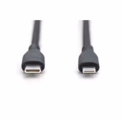 Digitus Cavo di connessione in silicone Lightning, USB-C - Lightning, 0,5 m, nero