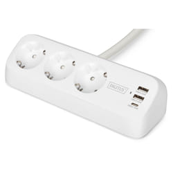 Digitus Presa per ufficio a 3 vie con 2x connessioni USB-A e 1x USB-C, bianco