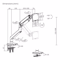Digitus Supporto per monitor singolo, 49", 20 kg - Vista aggiuntiva 7