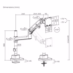 Digitus Supporto per monitor singolo, 57", 27 kg - Vista aggiuntiva 5
